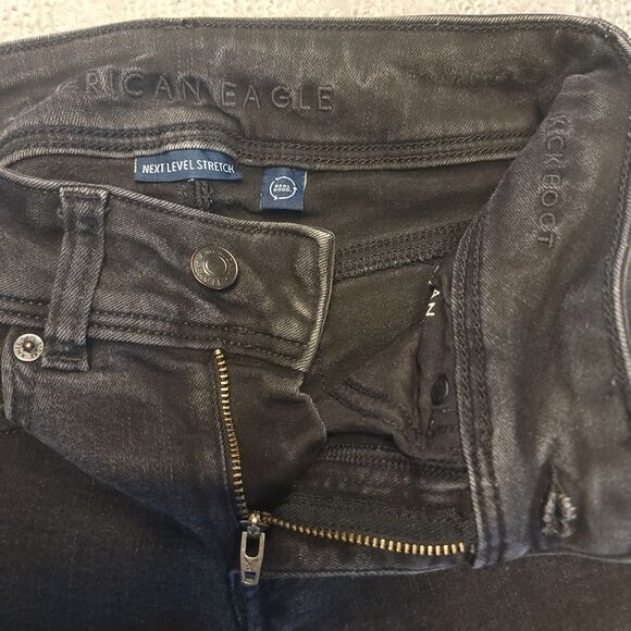 American Eagle Womens 000  Jeans Kick Boot Stretch Low Rise Black - Picture 3 of 10